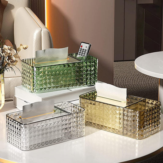 Luxury Multi-Color Crystal Tissue Box – Elegant Crystal Paper Towel Holder for Living Room Decor & Home Organization