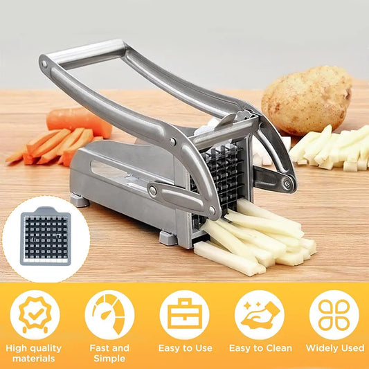 Potato Chipper Chip Cutter, Stainless Steel French Fry Potato Cutter-Fries Cutter Professional with Non Slip Base and 36/64 Hole Spare Blade for Potato Carrots Cucumbers Onions Veggies