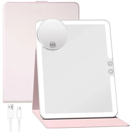FUNTOUCH 2500mAh Large Rechargeable Travel Makeup Mirror with Lights