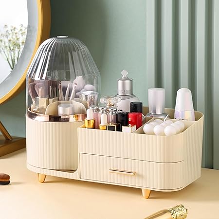 360° Rotating Makeup Brush and Cosmetic Organizer for vanity