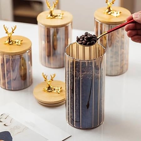 luxury Airtight Storage Pantry Food Glass Jars With Bamboo Clamp Lids