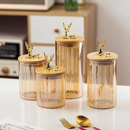luxury Airtight Storage Pantry Food Glass Jars With Bamboo Clamp Lids