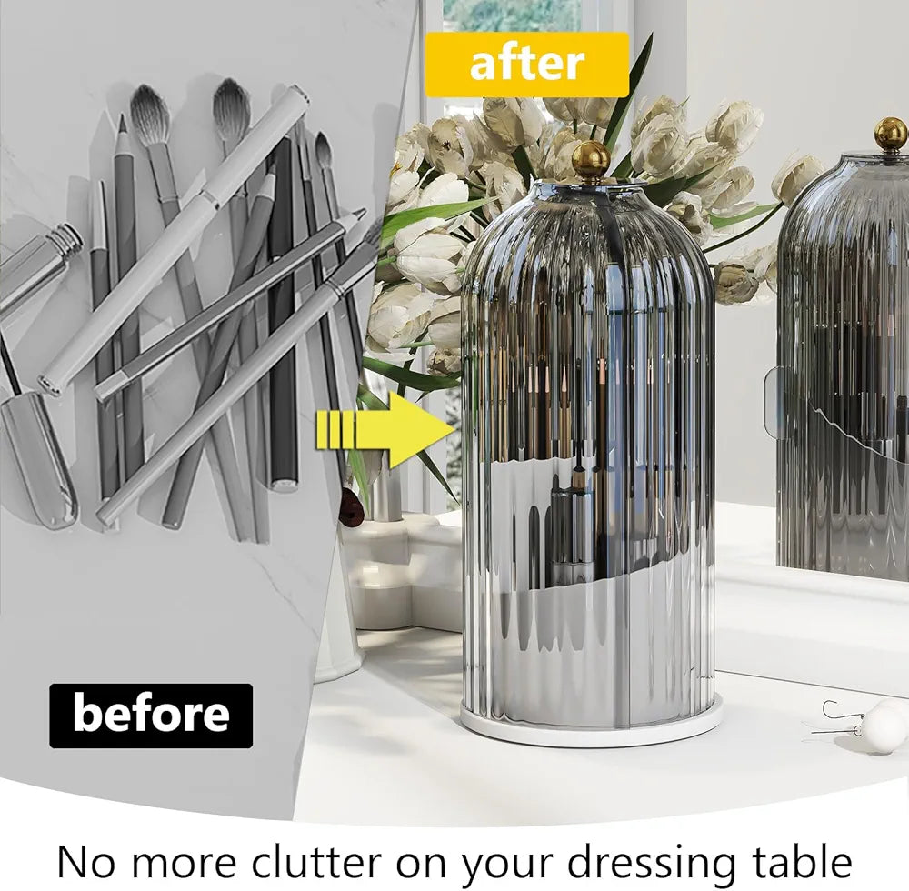 Luxury 360° Cosmetics Brush Holder with lid