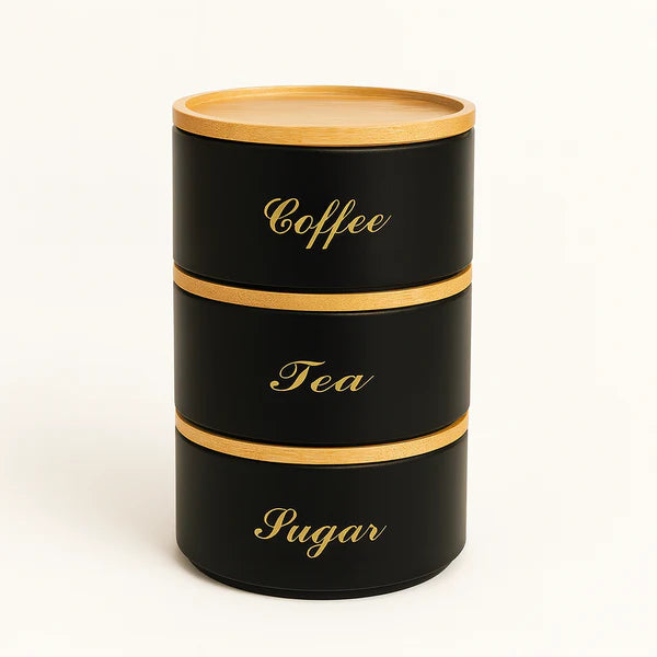 Stacking Metal Canister Set - Black