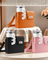 Leather Crossbody Bag with Stanley Cup Holder