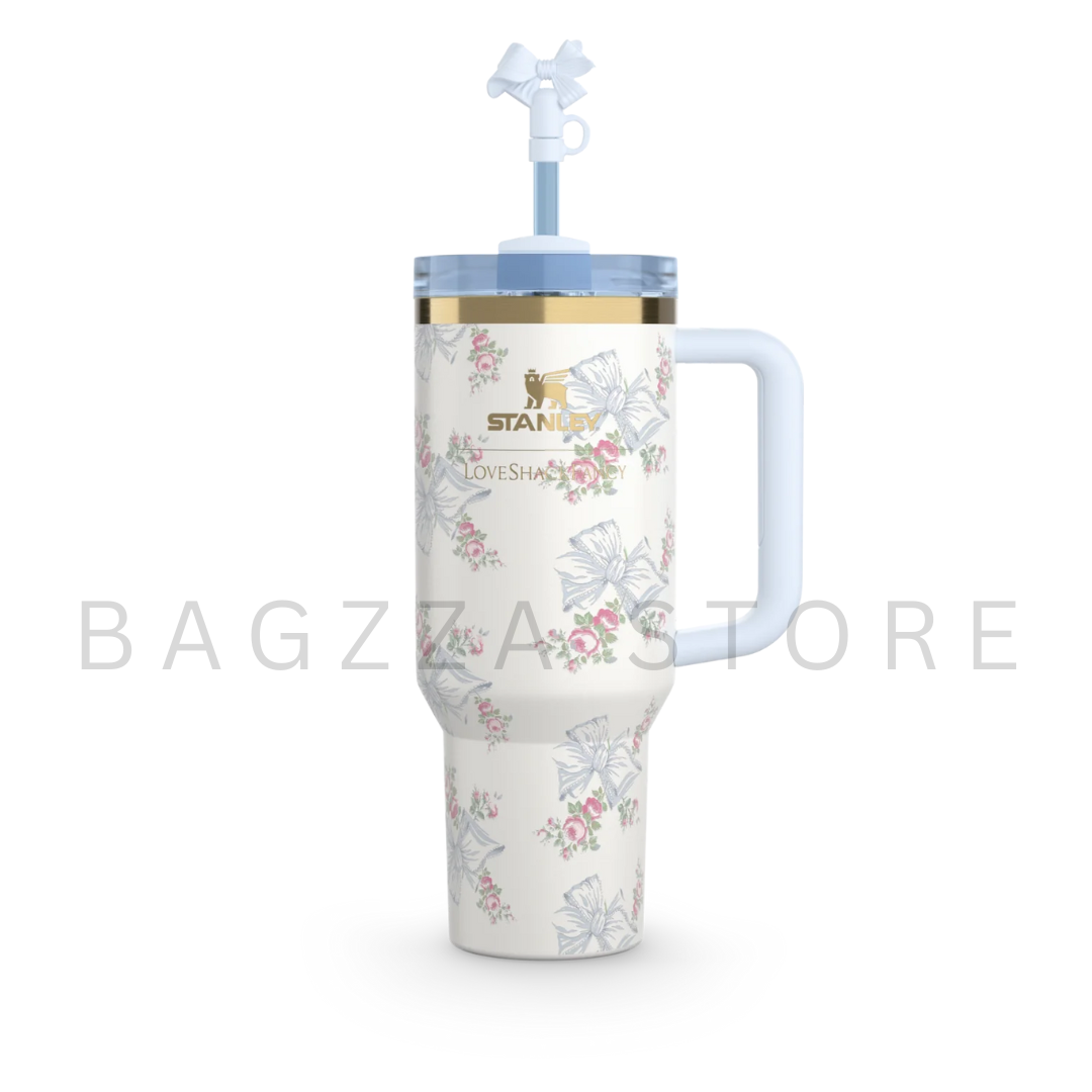 The Stanley X LoveShackFancy Holiday Quencher | 40 OZ- Rosa Beaux Blue