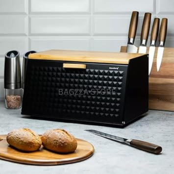Hausroland Stainless Steel & Wooden Bread Box