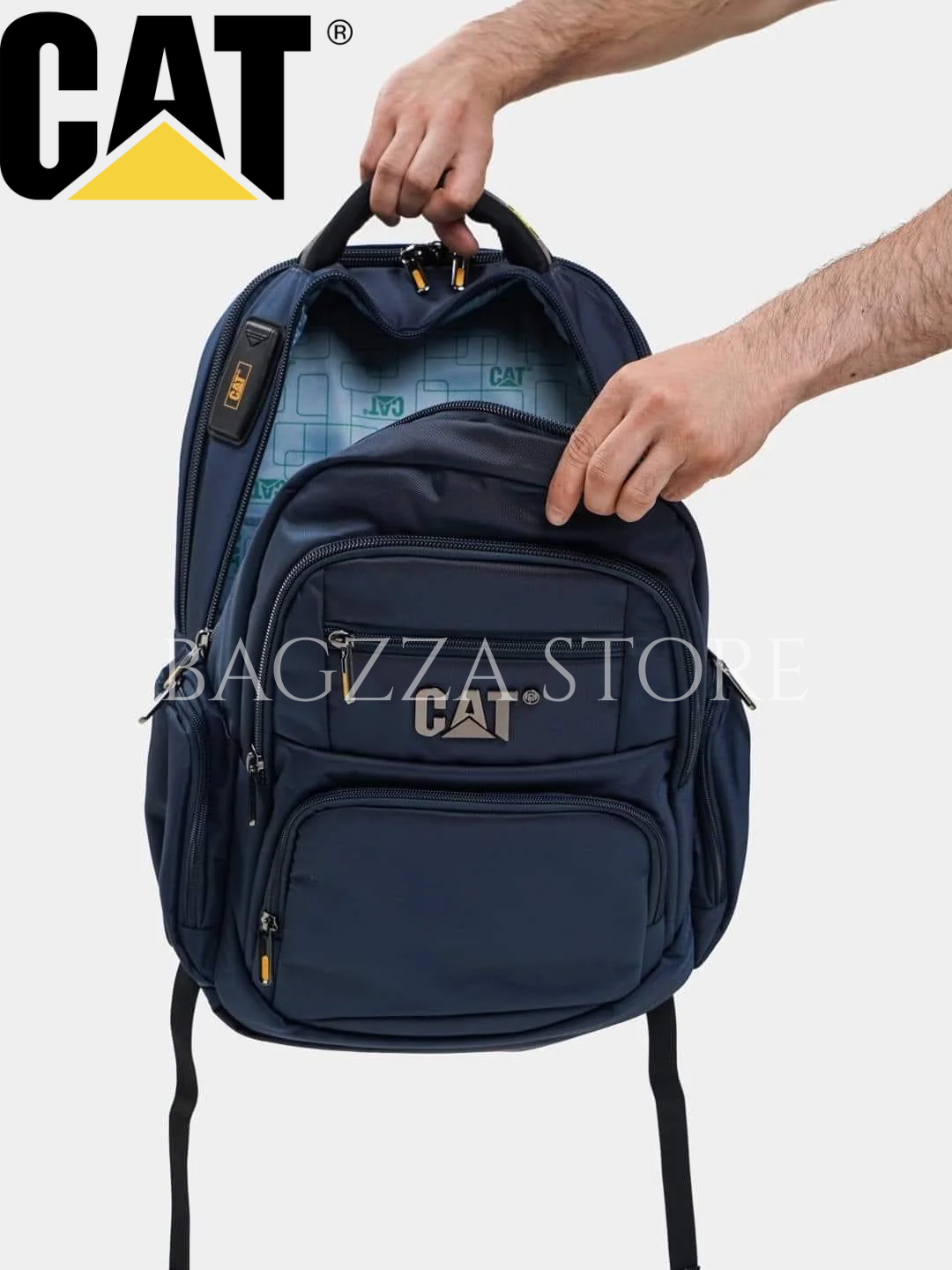 Caterpillar Business Travel Backpack with USB Charging Port & AUX Cable 15.6″ with Bubble Padding Laptop Compartment with Rain Cover Men & Women