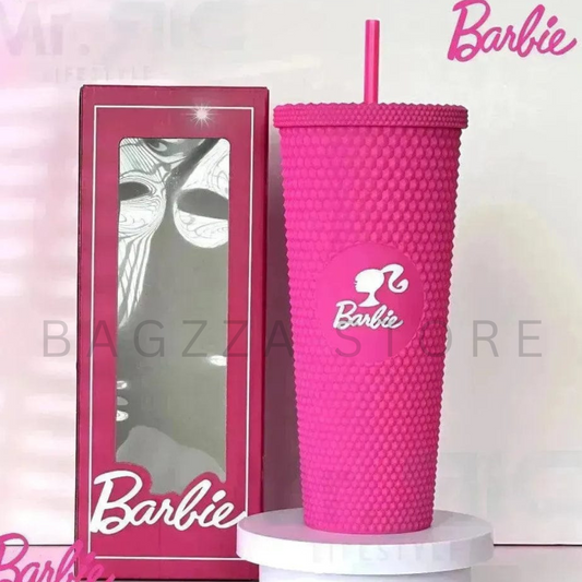 Acrylic Barbie Theme Tumbler with Straw | 700 ML | Airtight & Leakproof | Secure Cap | Pink Color | Box Packing