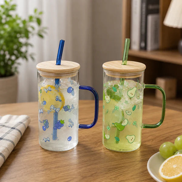 Transparent Glass Mug with Lid