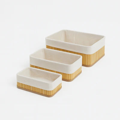 Multipurpose Bamboo Lining Basket Set - Rectangular