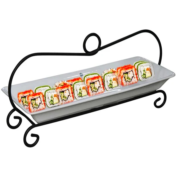 Symphony rectangular platter with metal rack