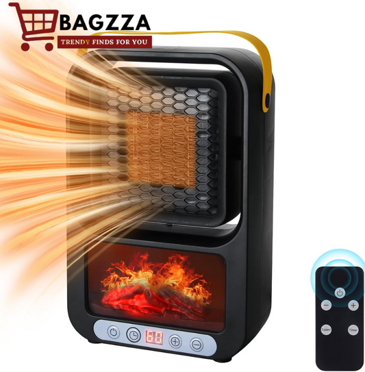 Small Space Heater for Indoor Use 700W Portable Electric Fireplace Heater Realistic 3D Flame Mini Room 110V Plug in Heater with Thermostat PTC for Desk Bedroom Bathroom Office