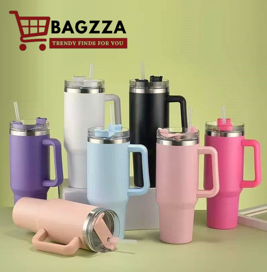 40oz Tumbler Cup with Handle & Straw - Stainless Steel Vacuum Insulated Mug(1200 ml)