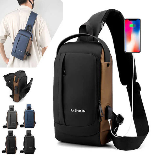 “Smart Umrah Bag – Anti-Theft Design with USB Charging Port for Safe Travel”