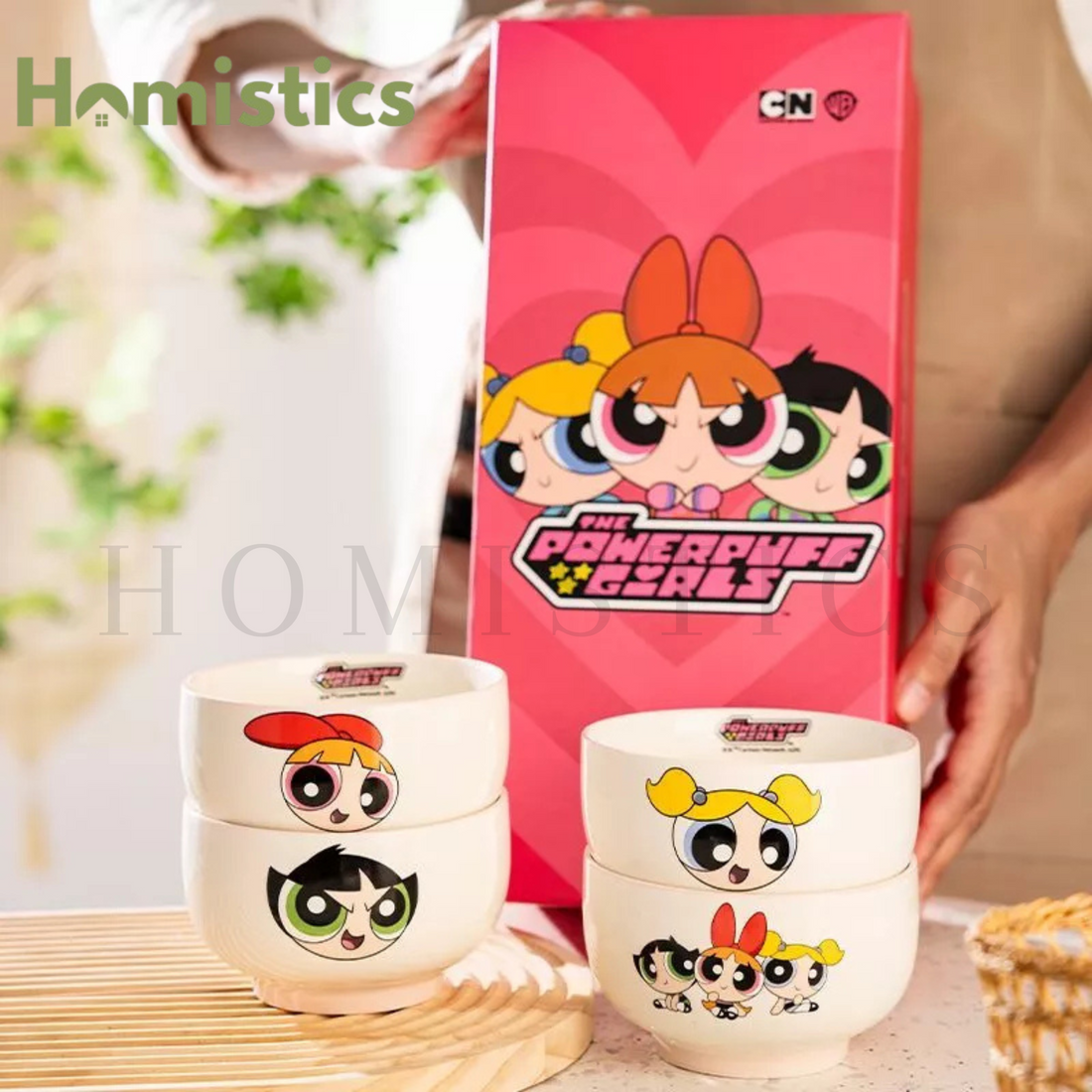 POWERPUFF GIRLS PORCELAIN BOWLS SET WITH ORIGINAL GIFT BOX | 4 PCS SET