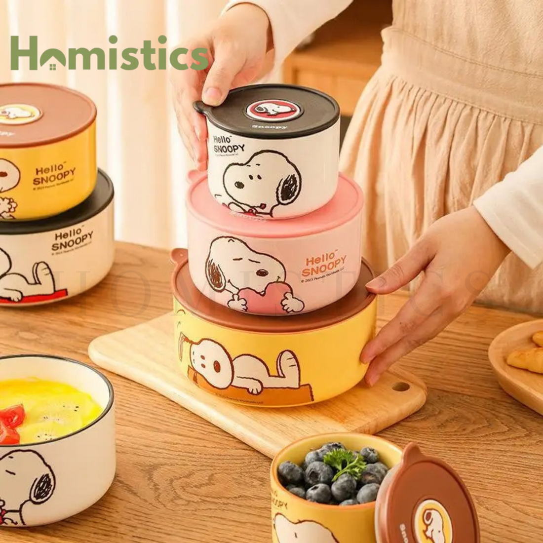 Snoopy 3pcs Airtight Food Storage Boxes With Original Snoopy Gift Box Packing