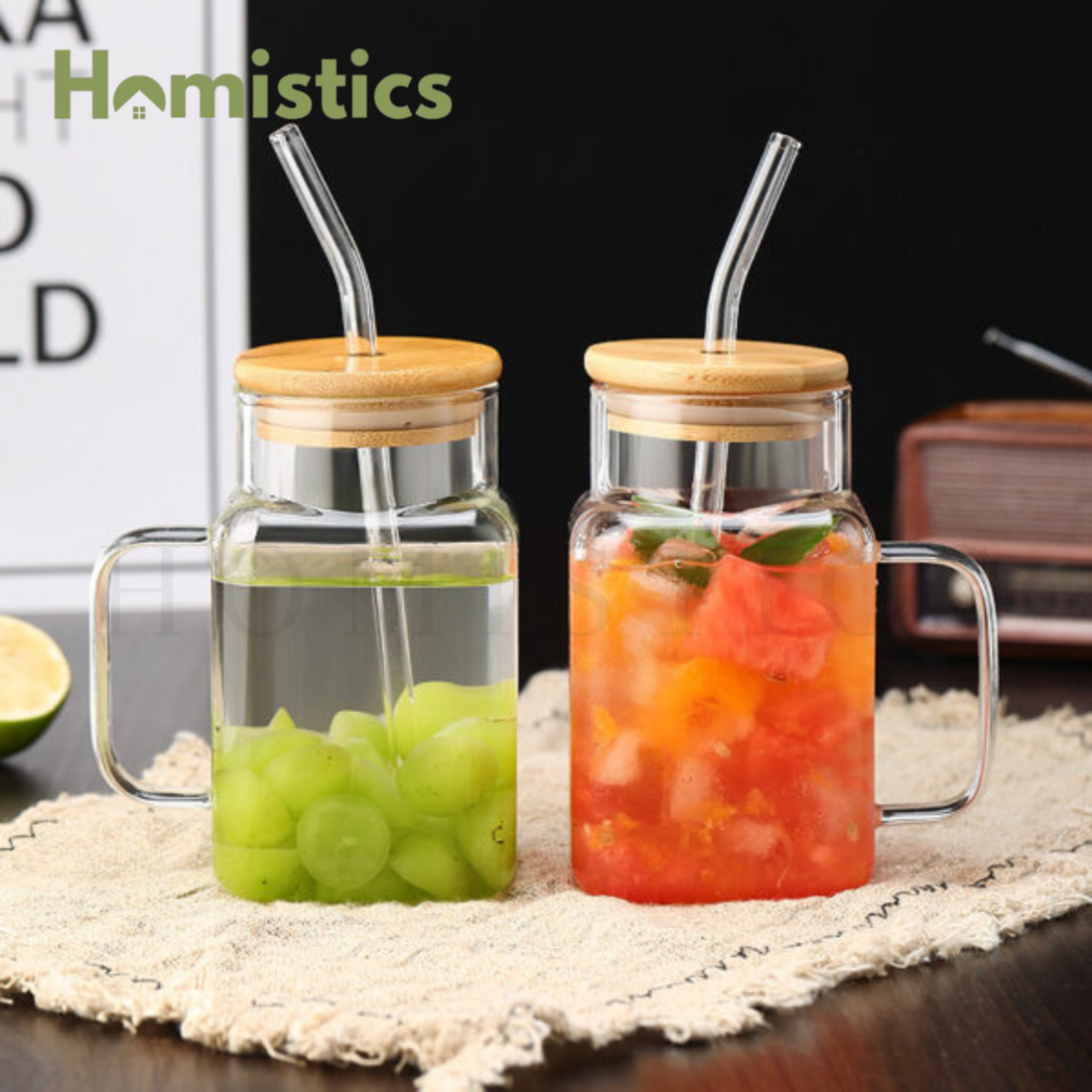 Mason Jar Shape Beverage Serving Glass - 550ml