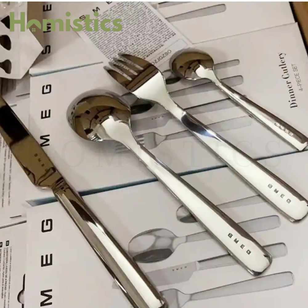 SMEG - Stainless Steel Dinner Cutlery 4 Piece Set - Silver