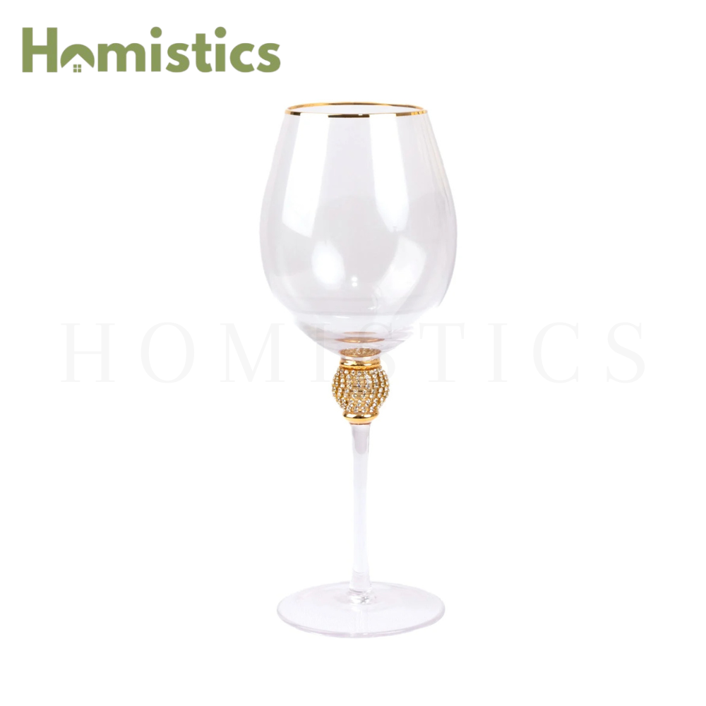 Crystal Wine Glass with Gold Detailing Pack of 6
