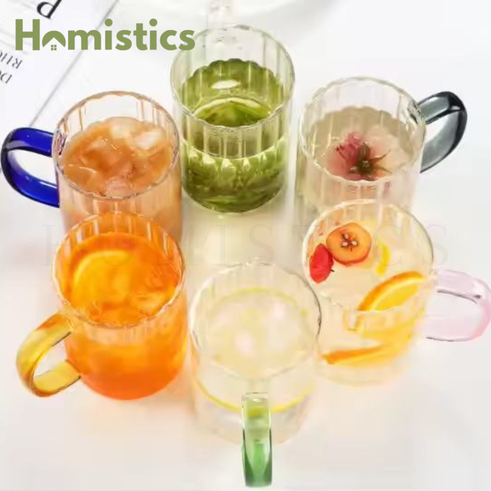Borosilicate 3D Butterfly Striped Glass Cup Set of 4 – Elegant Drinkware