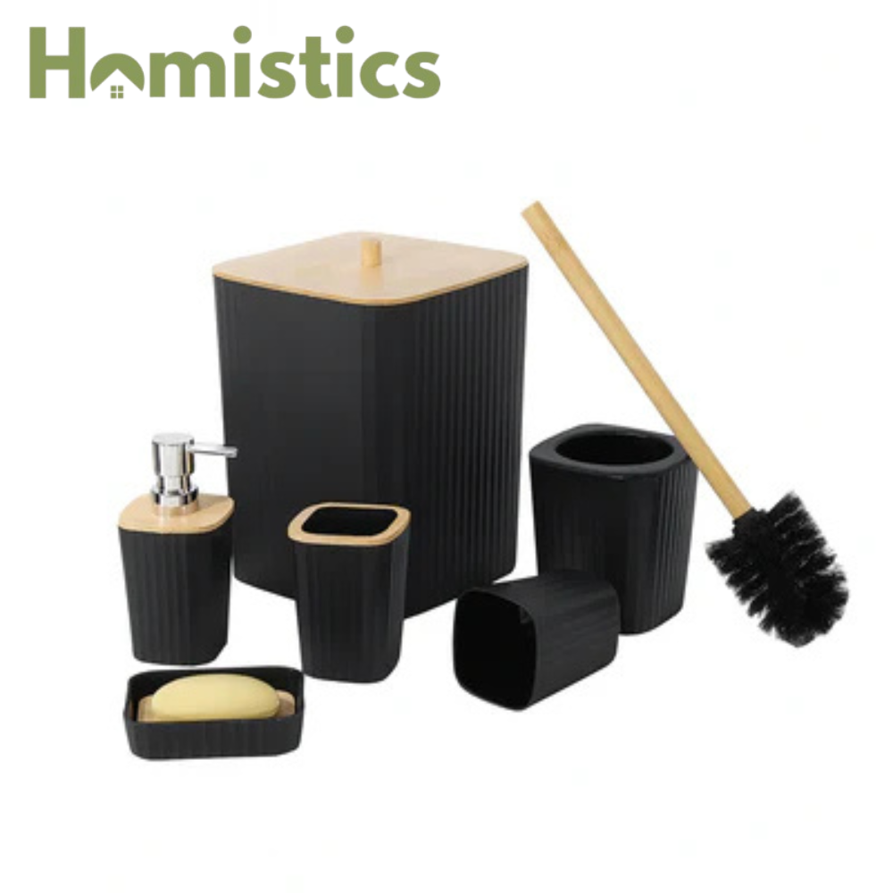 Premium Quality 6Pcs Bathroom Set - Black