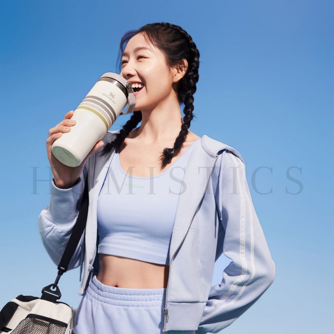 The Varsity Iceflow™ Flip Straw Tumbler | 30 OZ (Cream Ash Stripe)