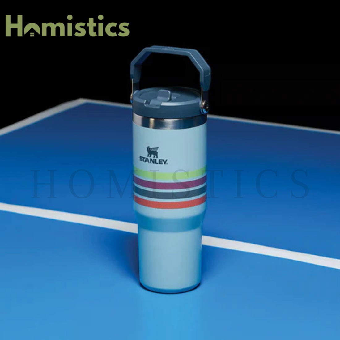 The Varsity Iceflow™ Flip Straw Tumbler | 30 OZ (Seafoam Stripe)