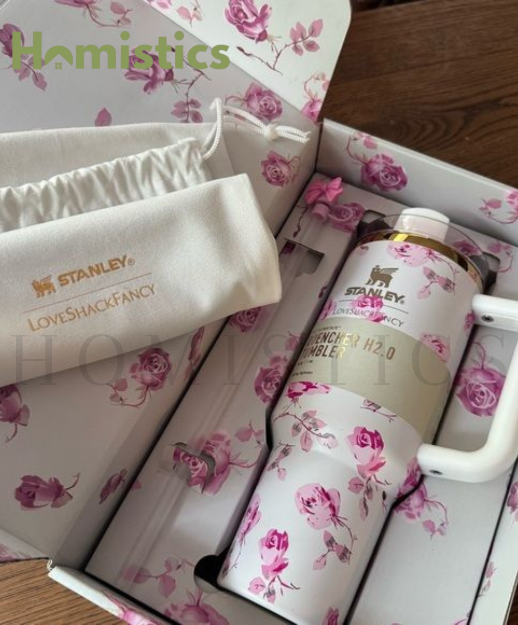 The Stanley x LoveShackFancy Quencher | 40 OZ | Ribbon Rosa