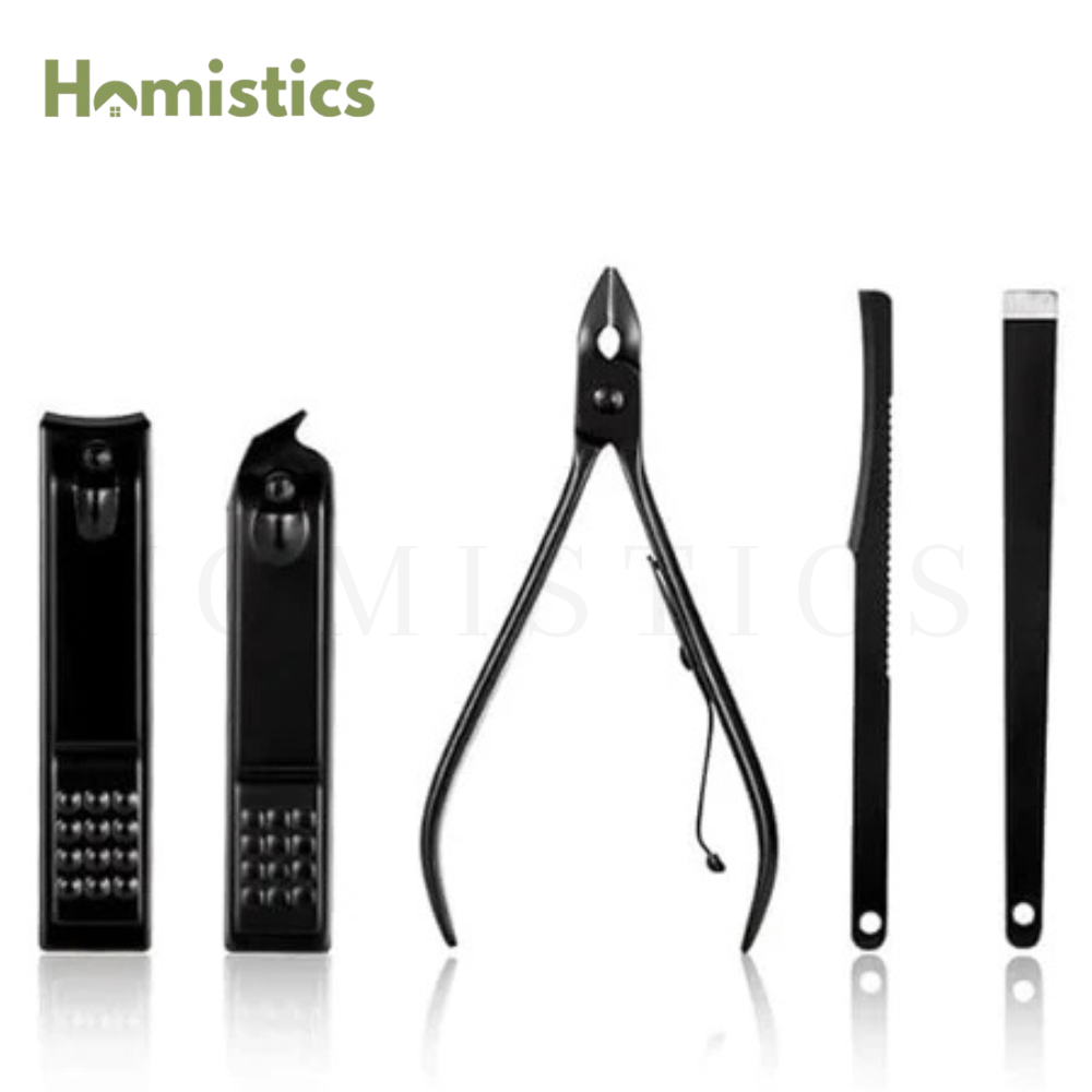 18 PCs Black Nail Kit Box