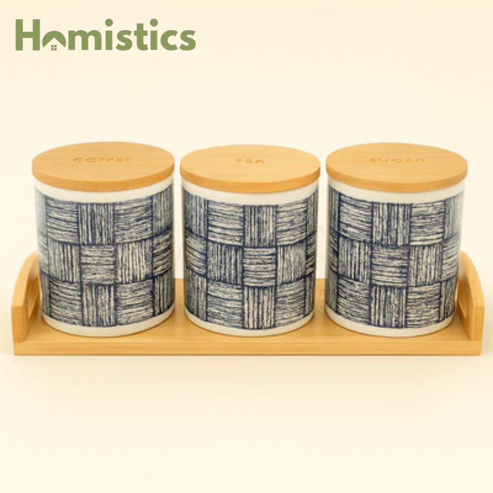 Blue Pattern Ceramic Jar Set