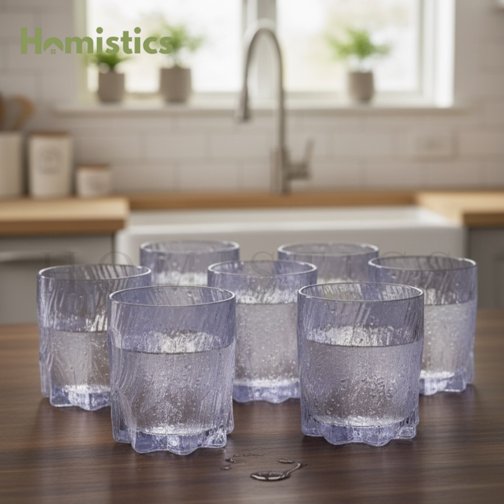 Scratchy Glacier Glass 300ml Textured Drinking Glass for Water, Juice & Cocktails | Ice Blue