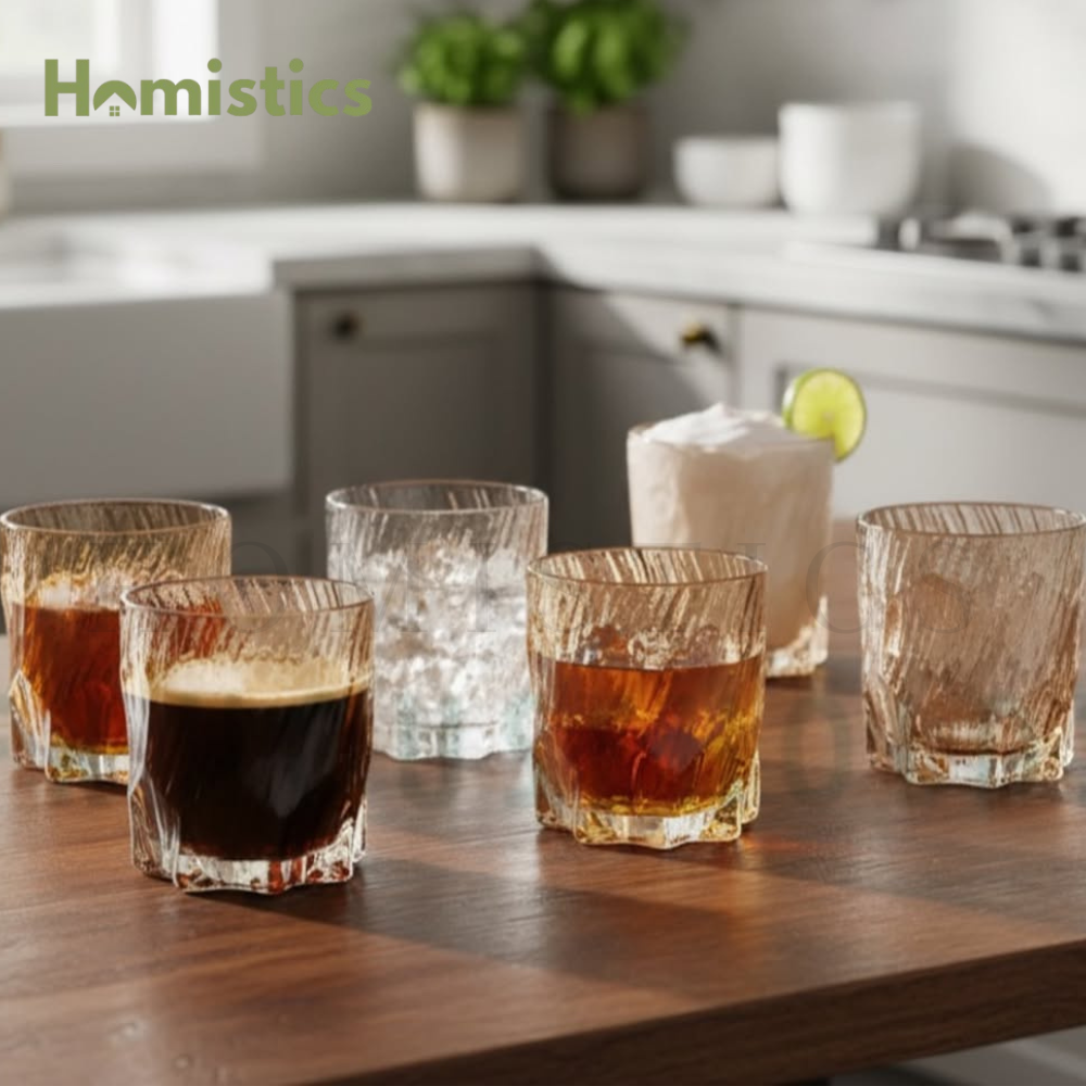 Scratchy Glacier Glass 300ml Textured Drinking Glass for Water, Juice & Cocktails | Gold