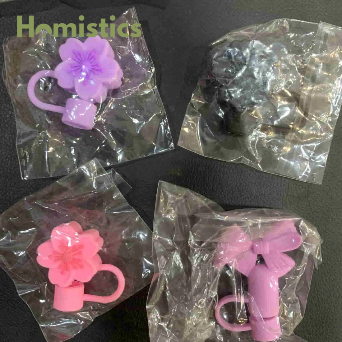 Pack of 4 Silicone Stanley Tumbler Flower Straw Topper Cap