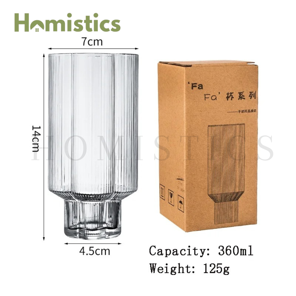 Ribbed Flower Shape Series Stemless Glass Set Of 6-360ml | 125g - 6PC