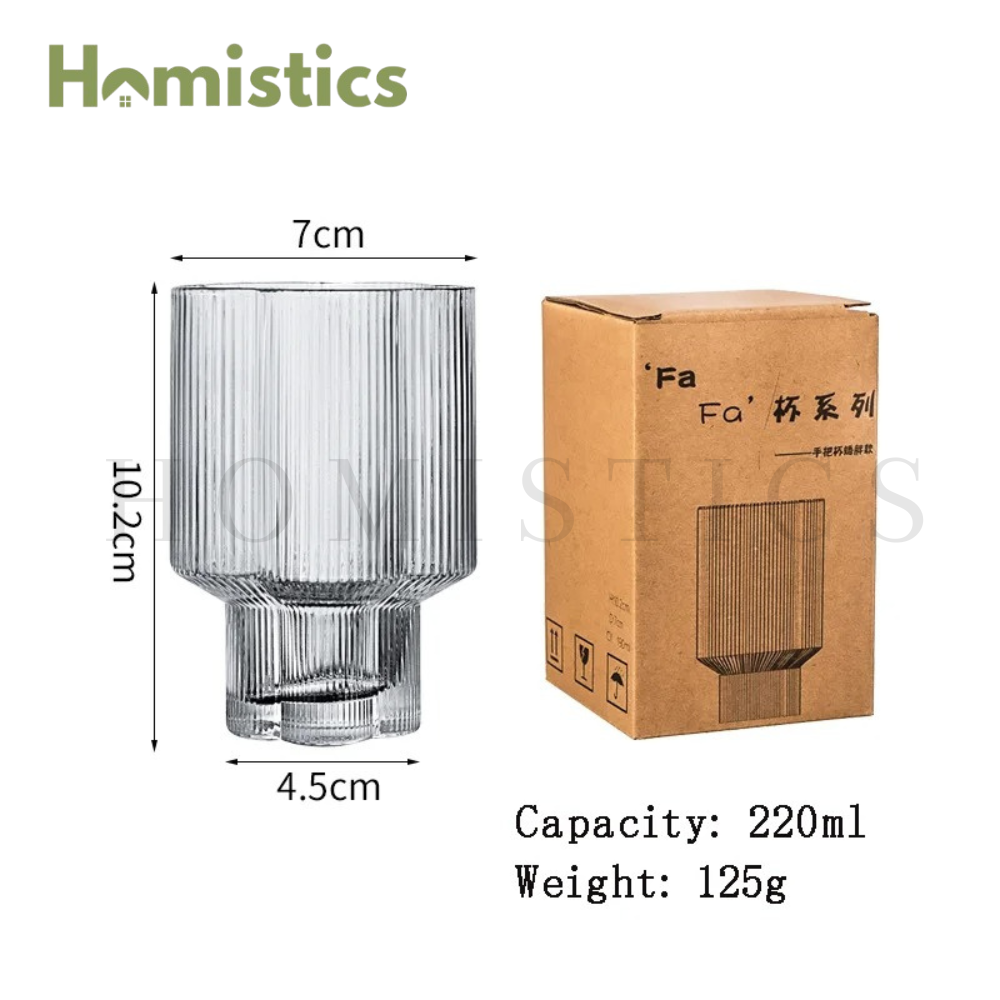 Ribbed Flower Shape Series Stemless Glass Set Of 6-220ml | 125g - 6PC