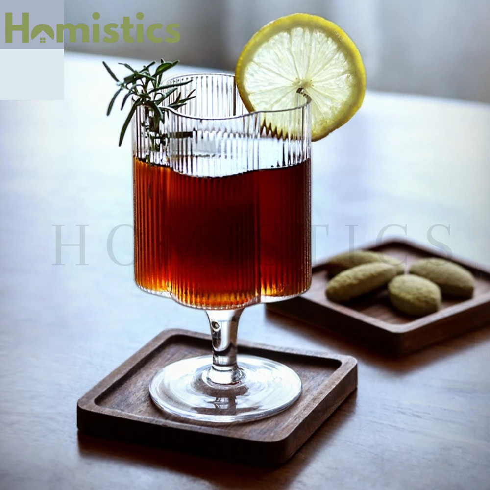 Ribbed Flower Shape Series Stem Glass Set Of 6-220ml | 125g - 6PC