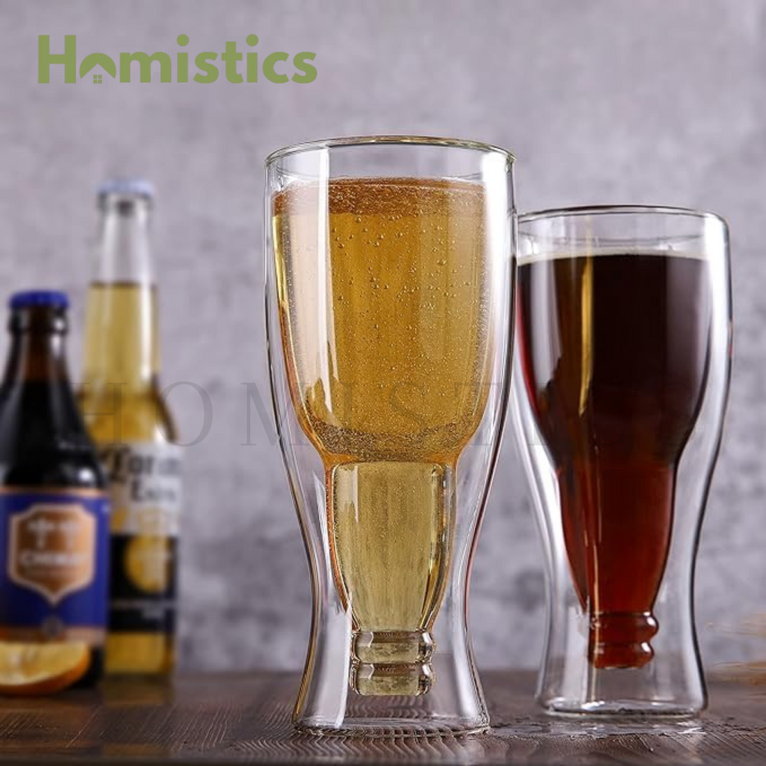 Double-Walled Beer Bottle Shaped Glass Cup 500ml