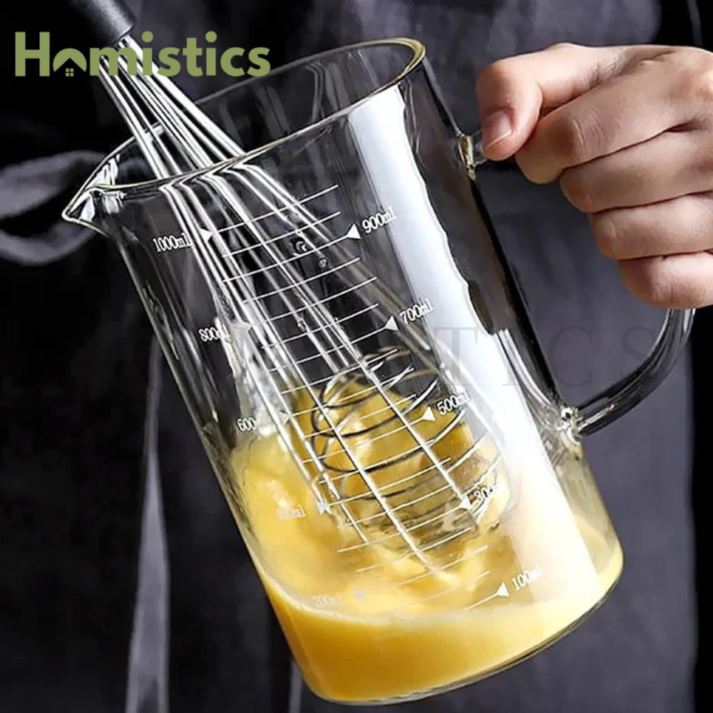 Measuring Glass Jug with Handle & Wooden Lid 1000ML