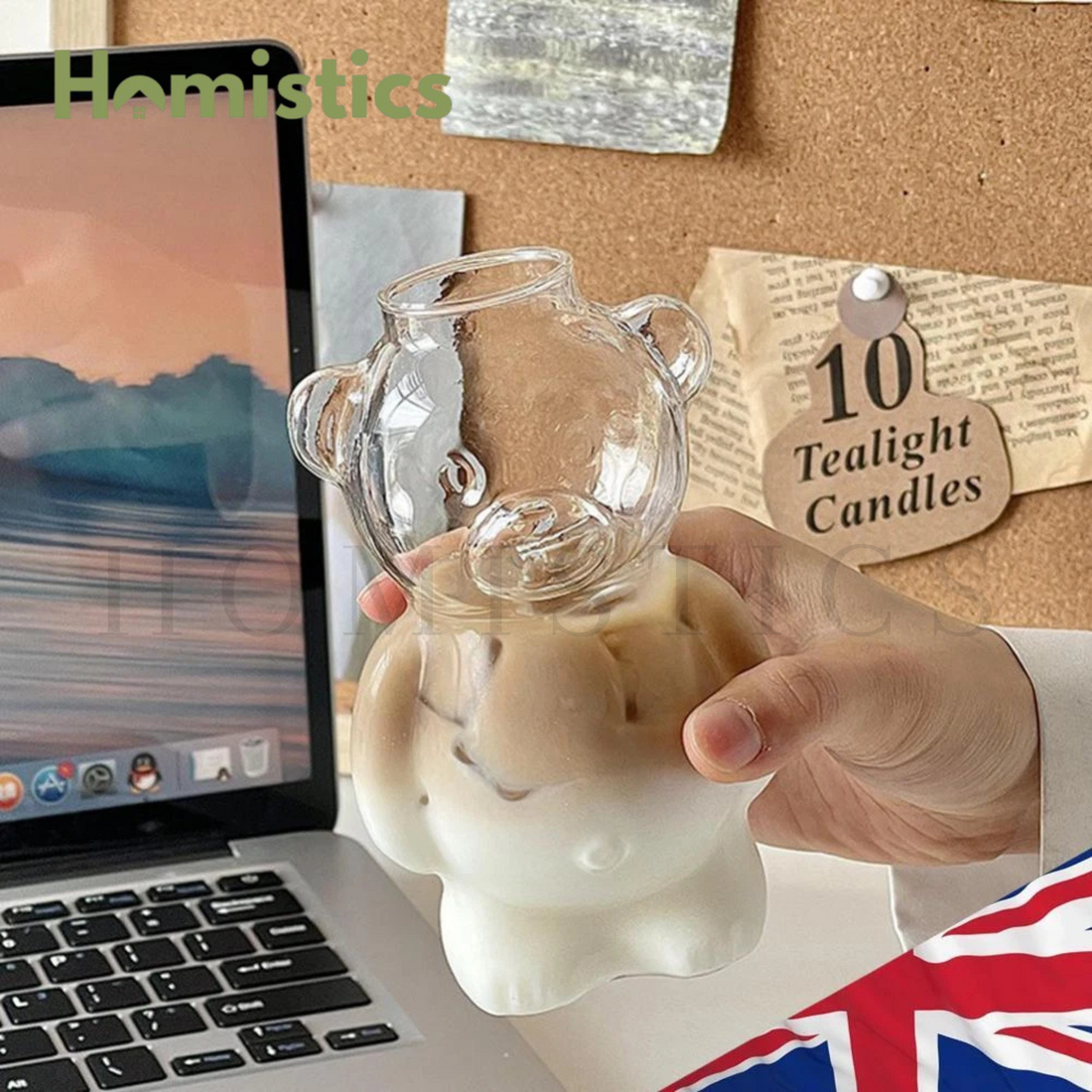 Creative Mama Bear Coffee & Juice Serving Glass With Straw