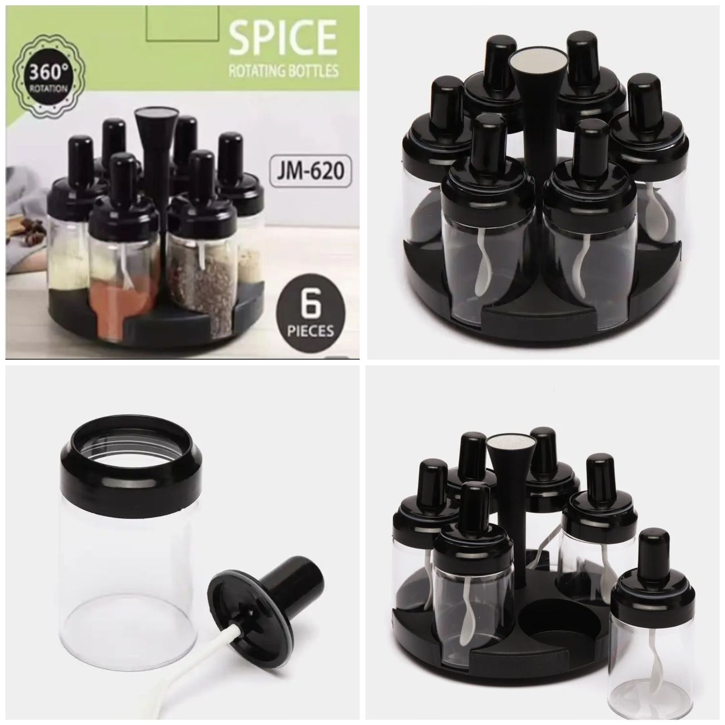 Rotating Spice Rack with 6Bottles