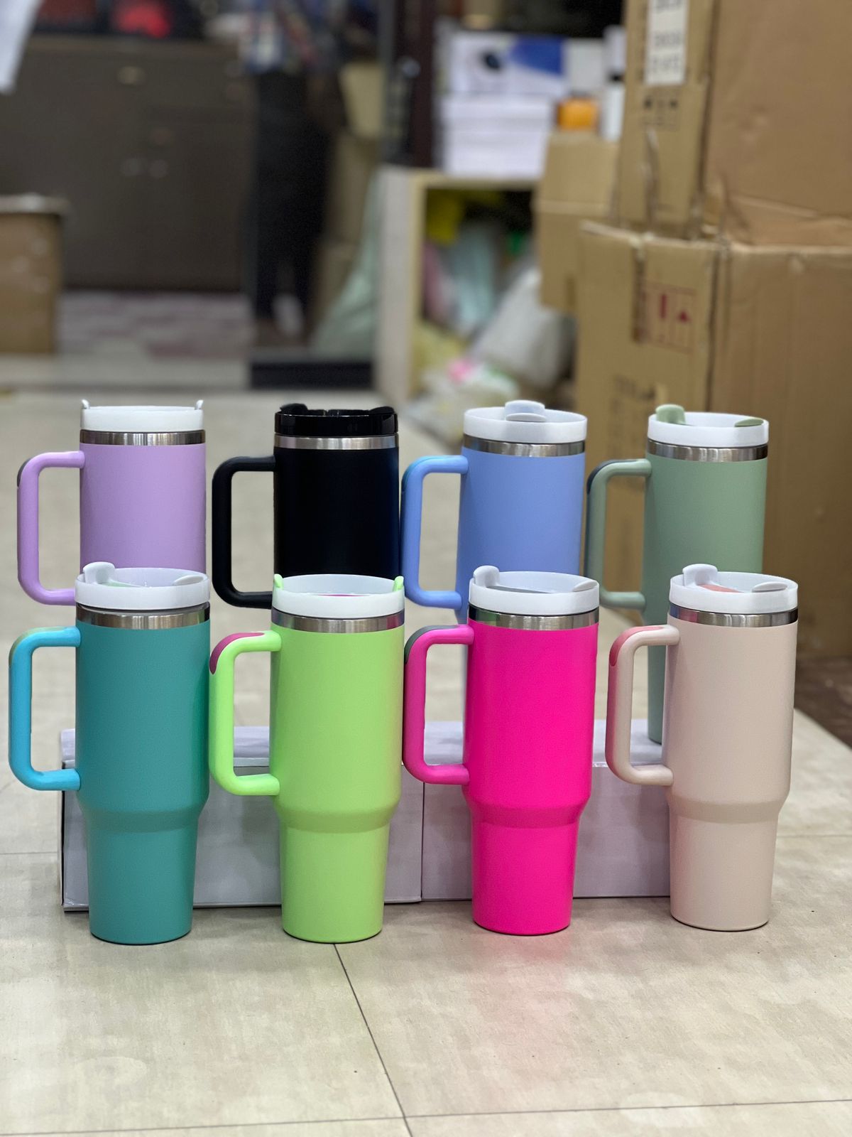 40oz Tumbler Cup with Handle & Straw - Stainless Steel Vacuum Insulated Mug(1200 ml)