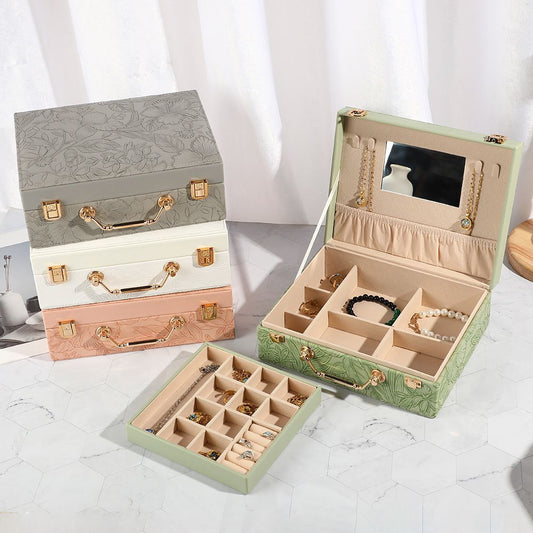 Luxury self Textured Leather Jewelry Case (BT-07)Large
