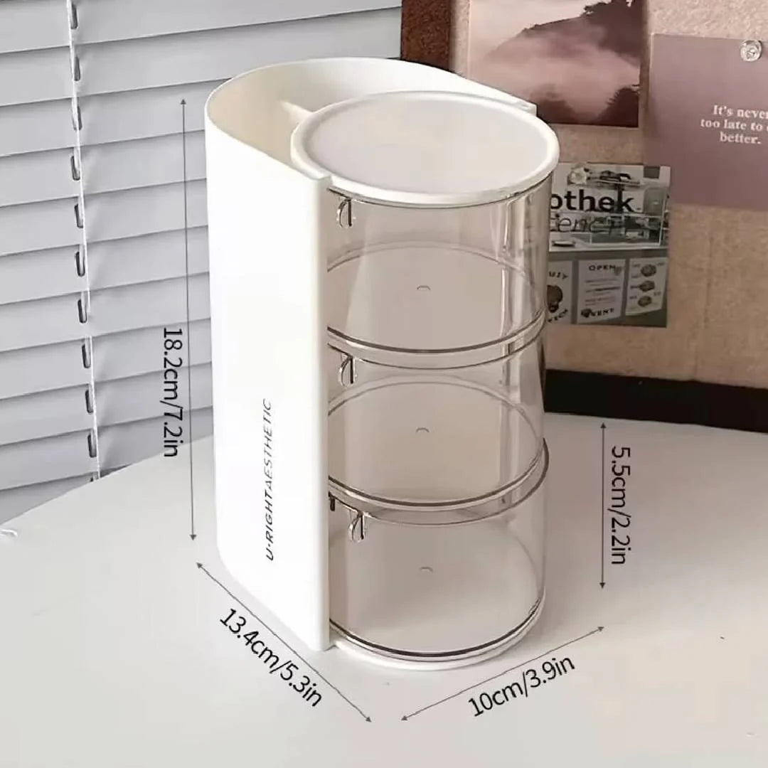 2-in-1 Rotating 3-Layer Cosmetic Storage Box & Makeup Organizer