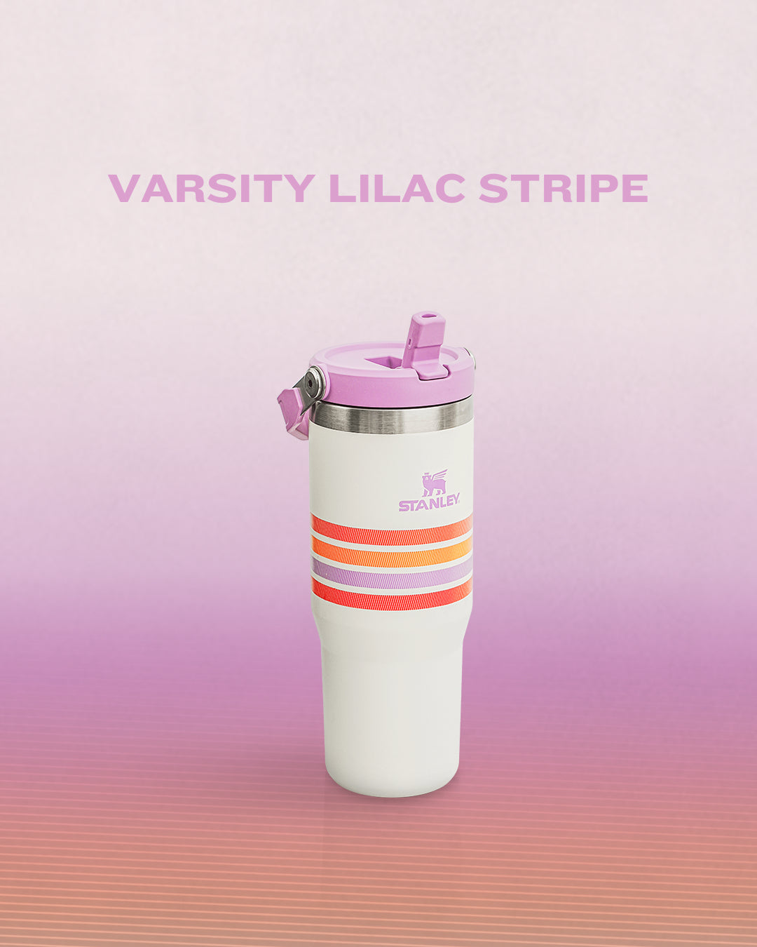 The Varsity Iceflow™ Flip Straw Tumbler | 30 OZ (Cream Lilac Stripe)