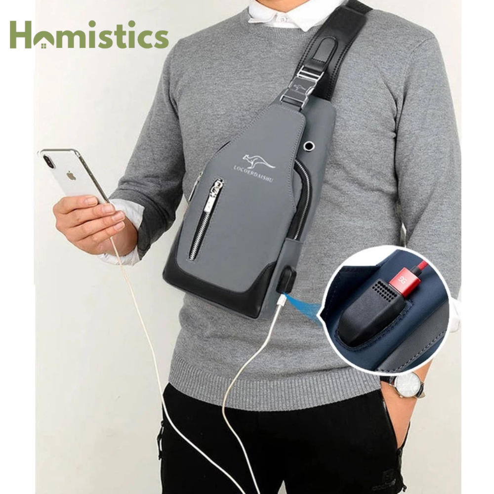 Kangaroo Premium Chest Sling Bag – Unisex, USB Charging, Waterproof, Anti-Theft