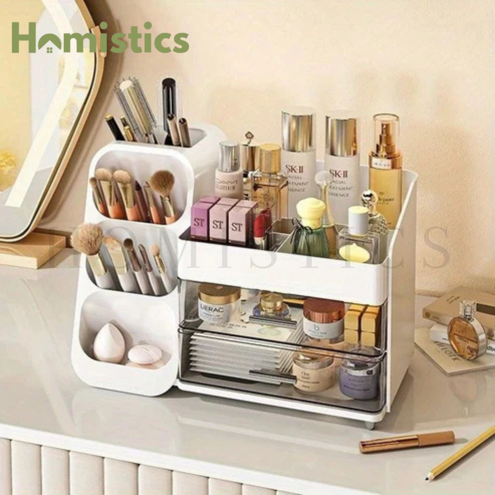 Luxury Cosmetic Box With Makeup Brush Organizer