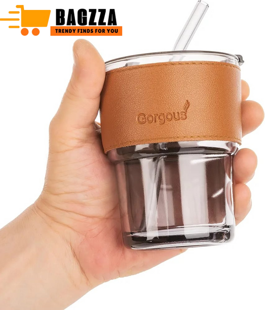 Stylish and Reusable Coffee Mug  (450ml)  Glass Tumbler