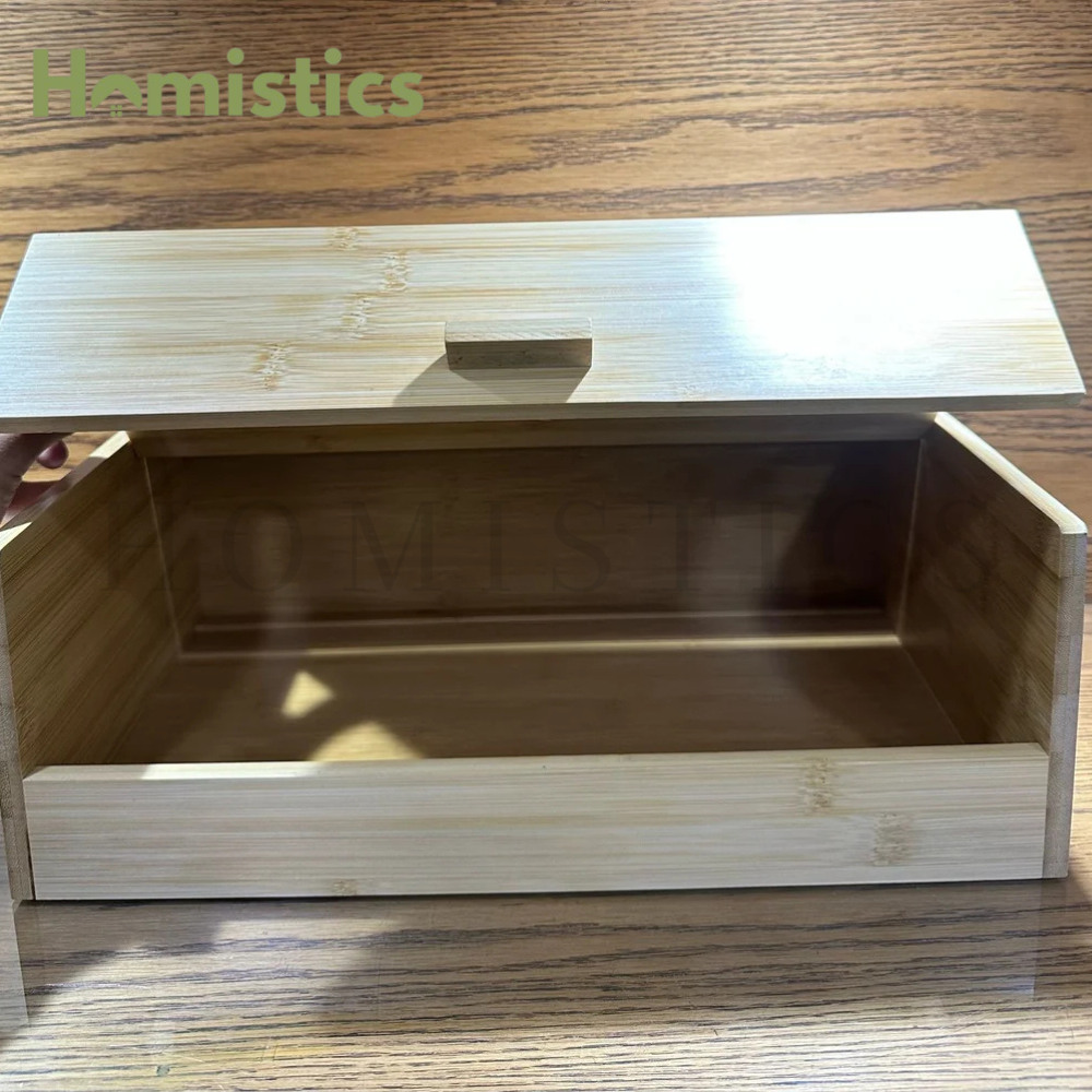 Bamboo Bread Box With Bamboo Cover