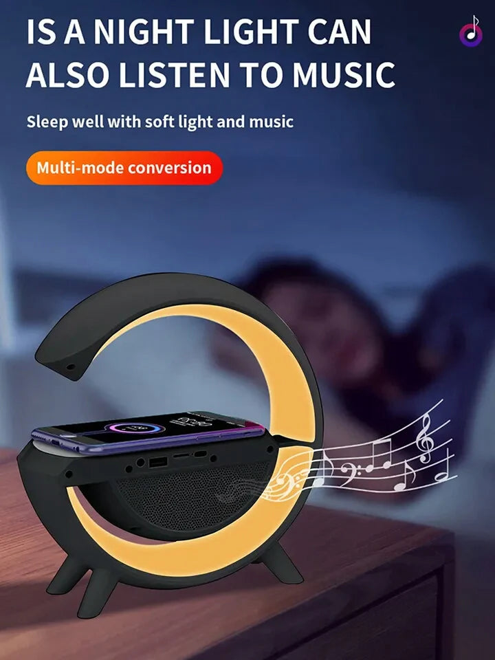 Bluetooth speaker, colorful atmosphere light, wireless charging clock, alarm clock